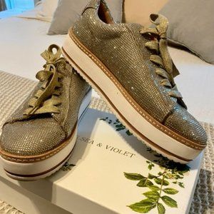 Chelsea & Violet Minie Platform Embellished Lace-Up Sneakers